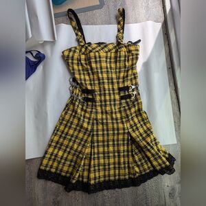 Tripp NYC Plaid Dress with handcuff chains